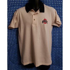 Ohio State Buckeyes VINTAGE Beige Pique Cotton Coach's Polo Shirt - Mens Small